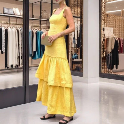 Women's Ruffled Spaghetti Straps Dress Fashion Elegant Sleeveless Party Dresses