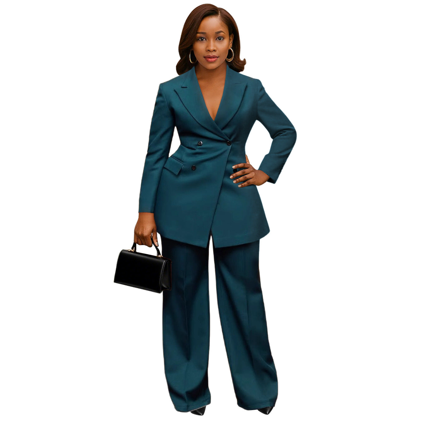Elegant Commuter Fitted Waist Turn-down Collar Suits