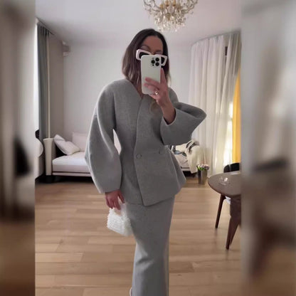Fashion Solid Color Bandage Dress Slim Suits