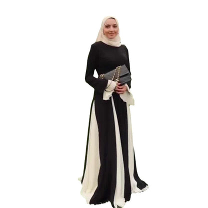 Women's Autumn Fashion Color Contrast Patchwork Large Dresses
