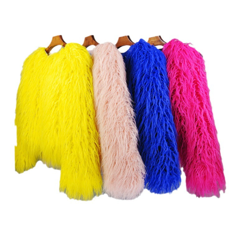 Women's Imitation Crew Neck Korean Style Solid Color Coats