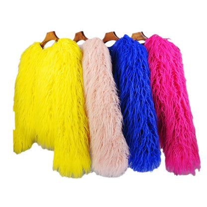 Women's Imitation Crew Neck Korean Style Solid Color Coats