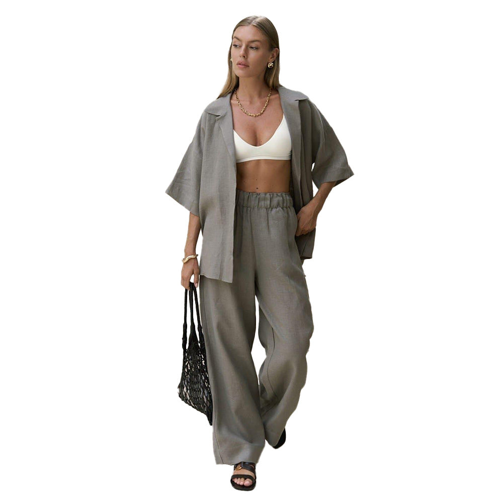 Cotton Short-sleeved Trousers Loose Sleeve Shirt Shorts