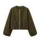 Women's Spring Soft Pilot Round Neck Zipper Jackets