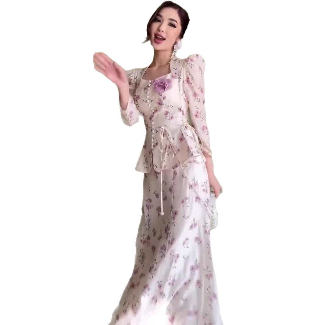Spring Floral Sweet Elegant Long-sleeved Long Suits