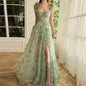 Women's Spaghetti Straps Sleeveless High Slit Bridal Wedding Dresses