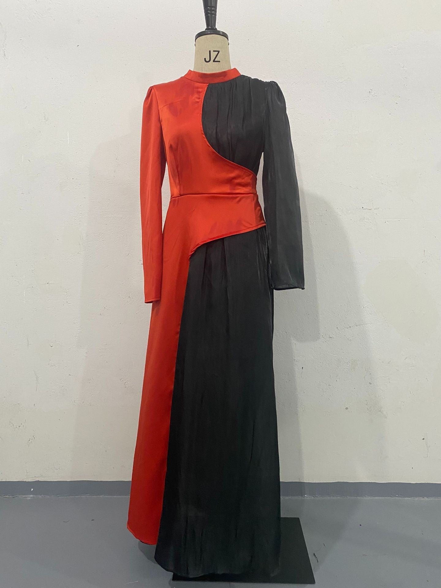 Neck Multicolor Long Sleeve Slim Fit Dresses