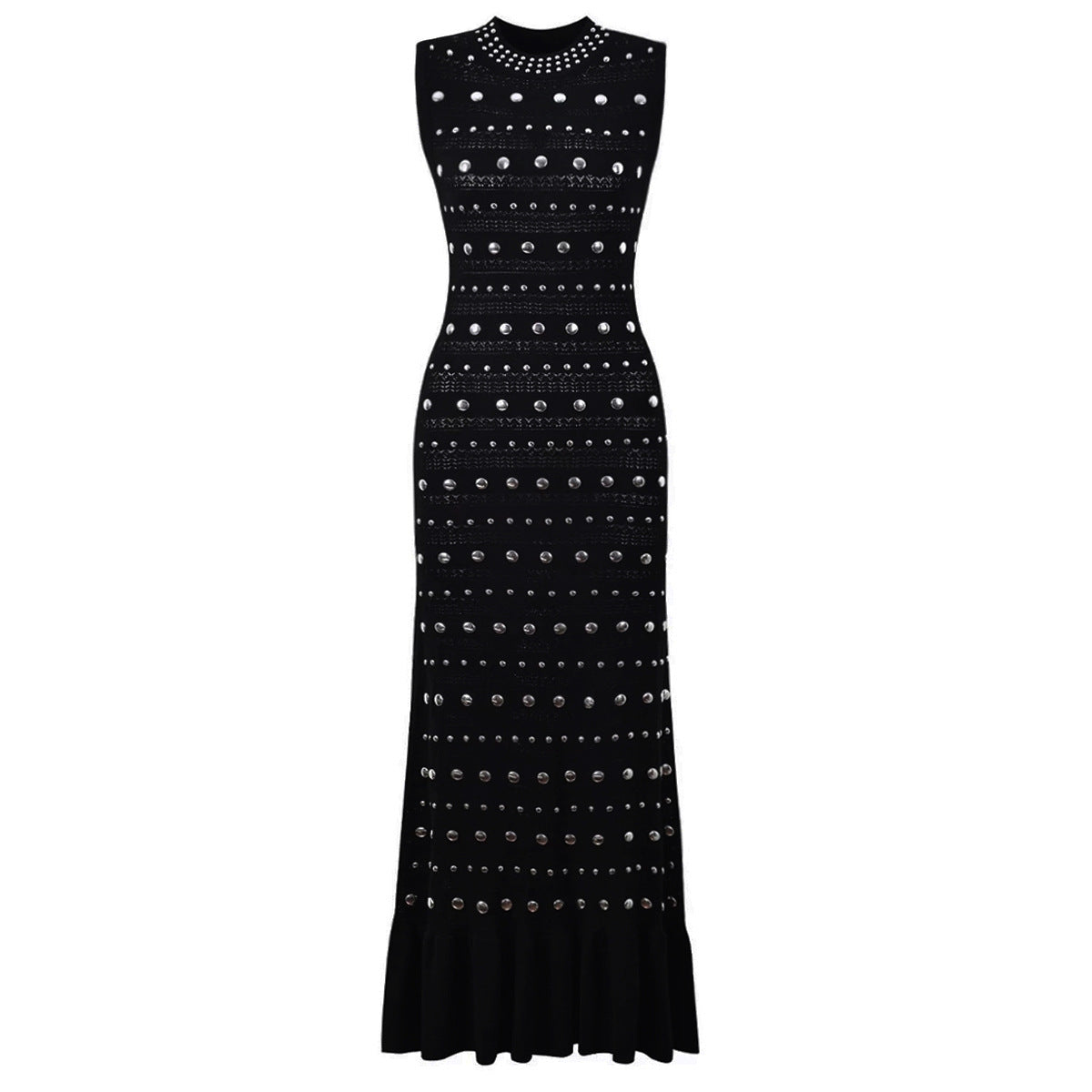 High Quality Summer Sleeveless Round Neck Rivet Dresses