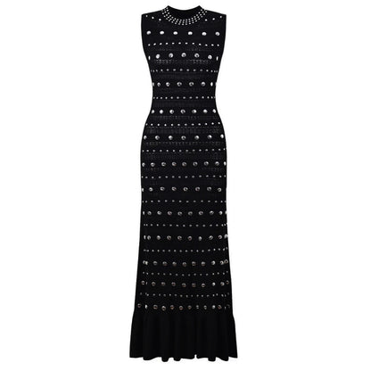 High Quality Summer Sleeveless Round Neck Rivet Dresses