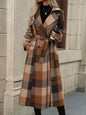 Women's Lapel Woolen Lace Up Double Breasted Extended Coats