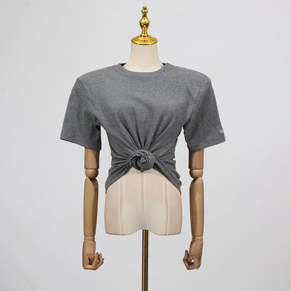 Women's Summer Fashion Round Neck Solid Color Minimalist Blouses