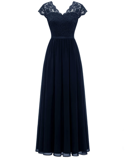 Classic Dress Lace Long Patchwork Noble Dresses