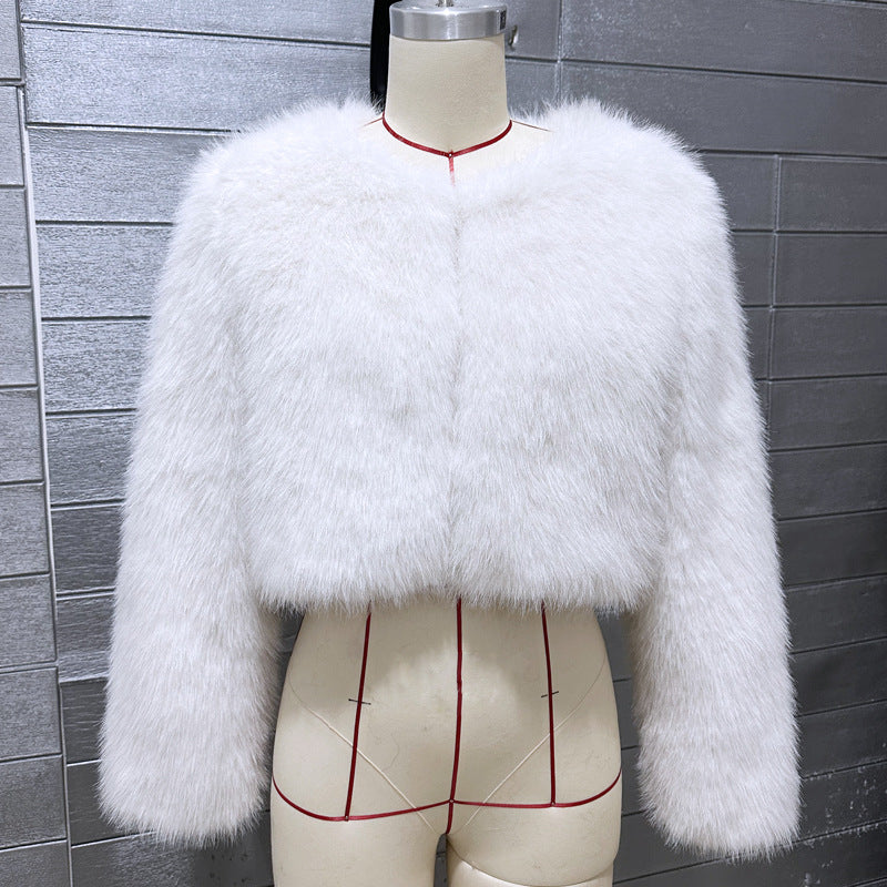 Women's Imitation Tuscan Fur Korean Style Solid Coats