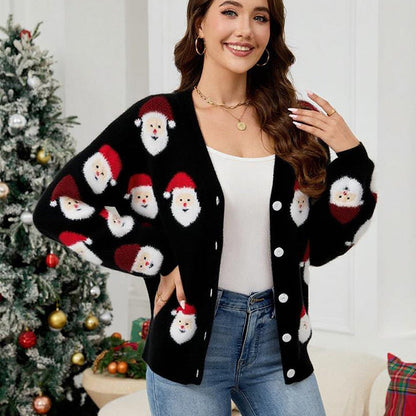 Women's Casual Santa Claus Brocade Christmas Sweaters