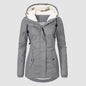 Women's Common Style Hooded Long-sleeved Zipper Pocket Coats
