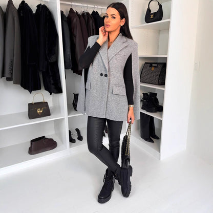Women's Fashion Solid Color Collar Loose Wool Coats
