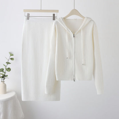 Women's Casual Hot Drilling Hooded Two-piece Dress Suits