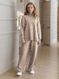 Women's Knitted Turtleneck Loose Long Sleeve Trousers Suits