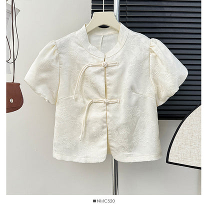 Women's Style Stand Collar Puff Sleeve Shirt Design Dresses