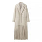 Women's Button Long Tassel Collar Hidden Hook Coats