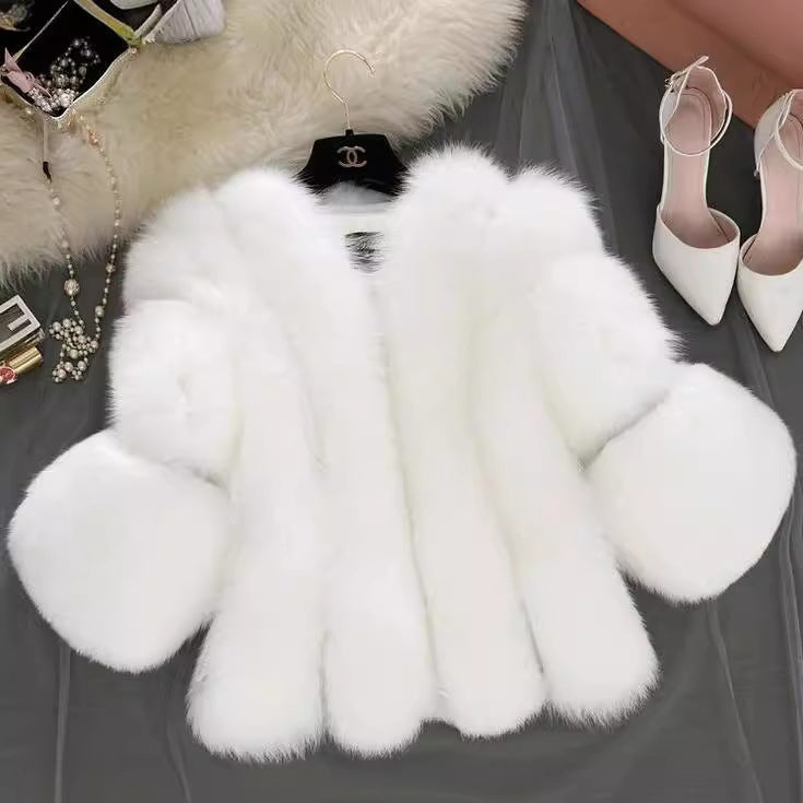 Women's Fur Stitching Integrated Warm Fox Coats