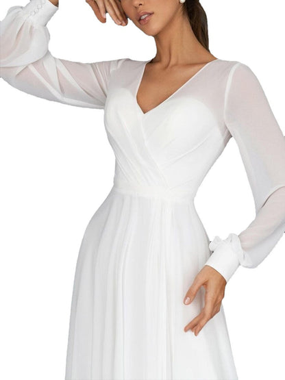Women's Dress Sexy Sleeve Chiffon Mesh Large Wedding Dresses