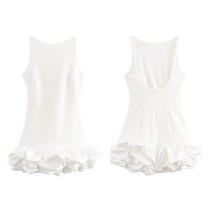 Women's Dress Ruffled Halter Spaghetti Straps Backless Dresses