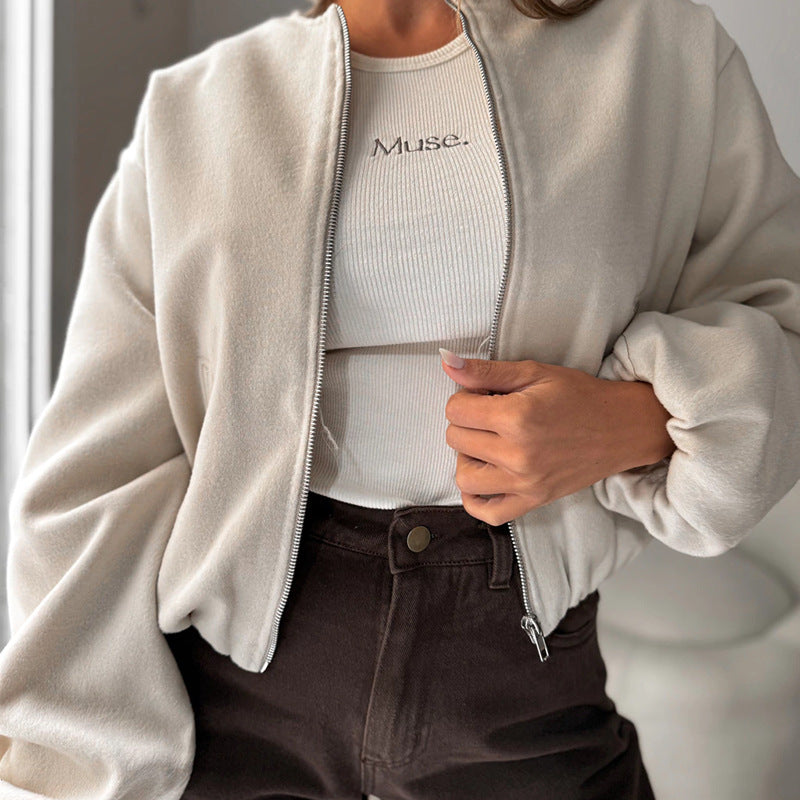 Women's Round Neck Lantern Sleeve Fashion Casual Jackets