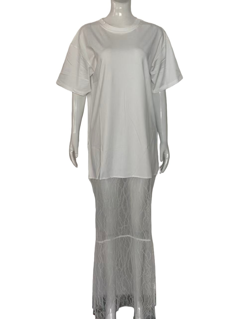 Women's Neck Stitching Lace Dress Summer Niche Goddess Dresses