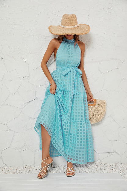 Women's Summer Halter Ruffled Long Dress Dresses