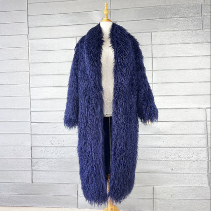 Fur Imitated Tibet Sheep Green Fruit Collar Over Coats