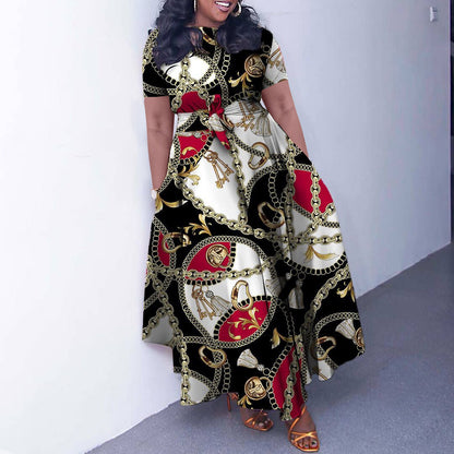 Women's Fashion Elegant Tied African Sleeve Large Dresses