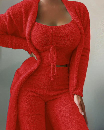 Women's Comfortable Fashion Casual Plush Trousers Suits