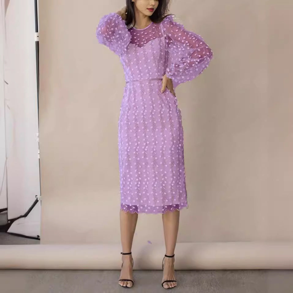 Classy Lady Temperamental Embroidered Mesh Dress Dresses