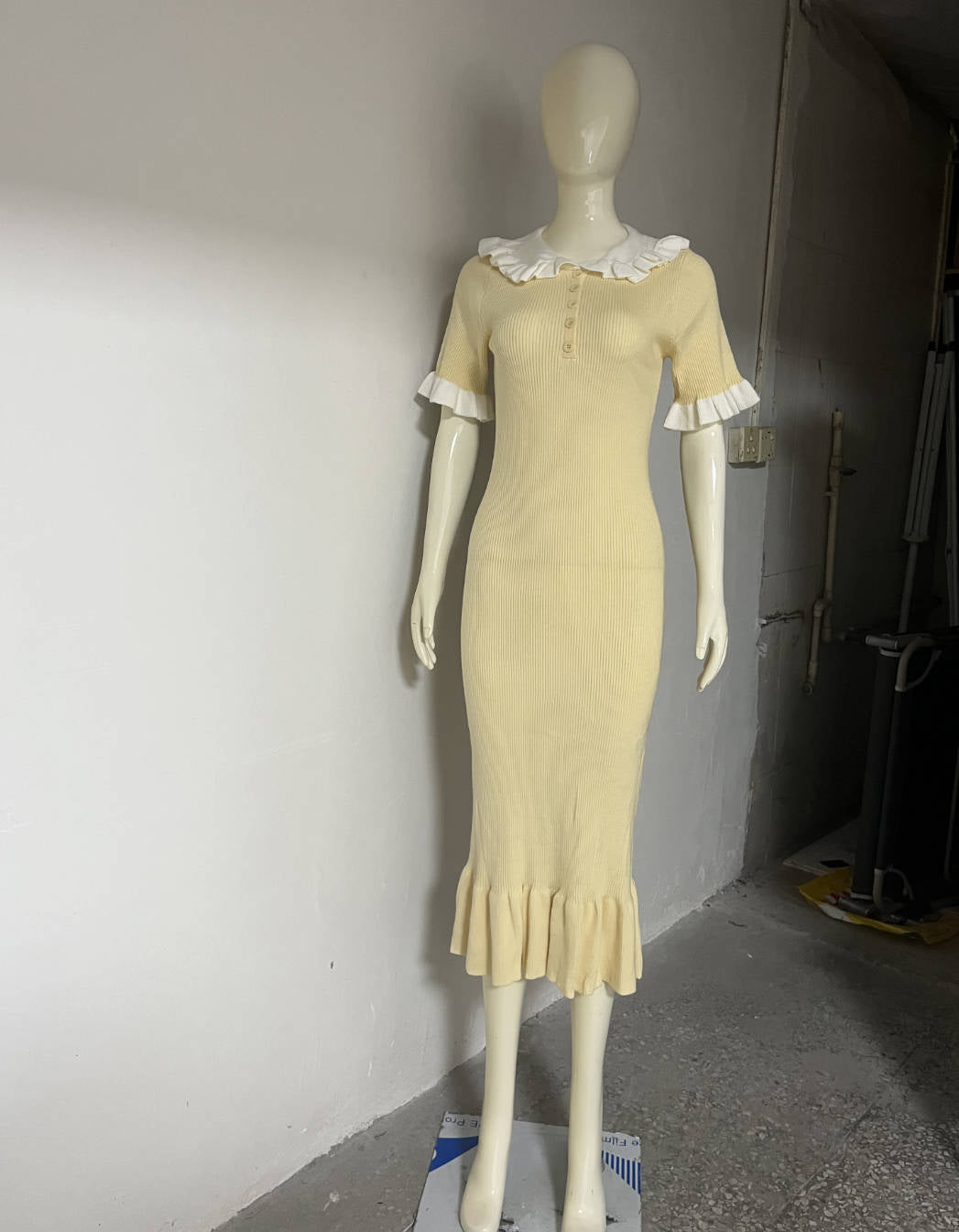 Women's Ruffled Classic Style Dress Summer Hepburn Tight Fishtail Sleeve Dresses