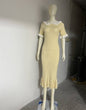Women's Ruffled Classic Style Dress Summer Hepburn Tight Fishtail Sleeve Dresses