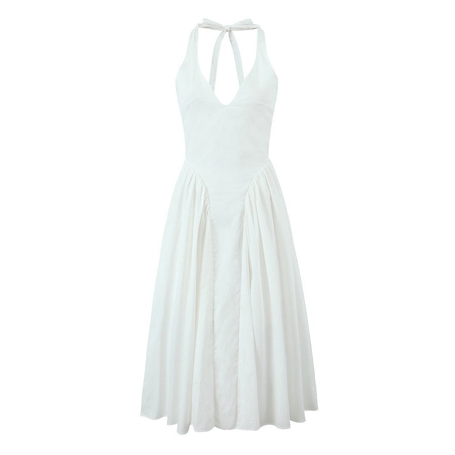 Halter Long Dress Summer Sexy Backless Deep Dresses