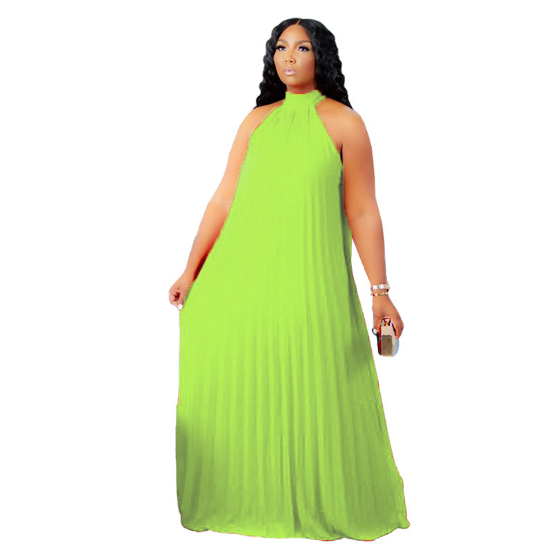 Women's Elegant Graceful Pleated Spring Outing Sleeveless Dresses
