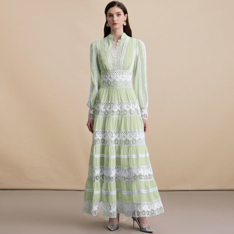 Women's Dress Stitching Lace Edge Design Sense Dresses