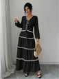 Women's Lace Layered Pleated Lantern Sleeve Bow Suits