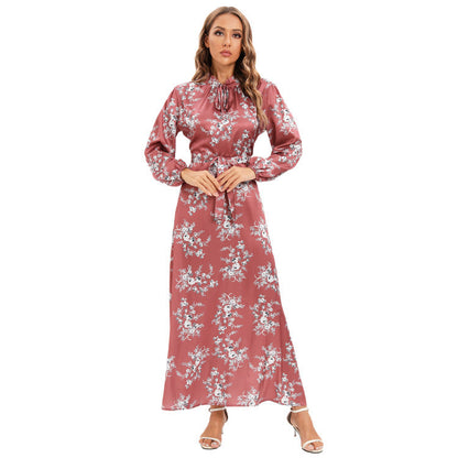 Elegant Dress Sweet Girdle Flower Satin Dresses