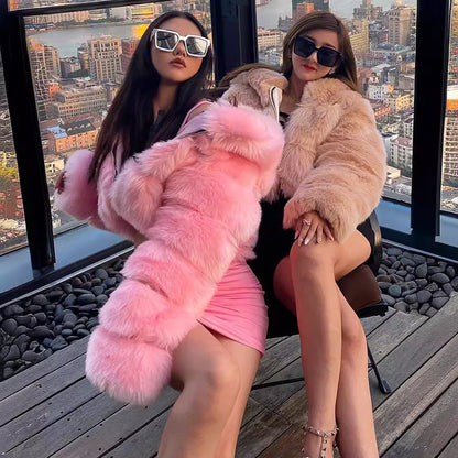 Creative Glamorous Imitation Fur Overcoat Fashion Coats