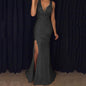 Women's Spring Split Gold Dress Long Wedding Dresses