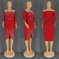 Women's African Fashion Wear Half Sleeve Beaded Hot Drilling Party Dresses