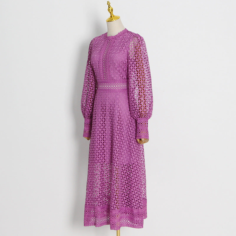 Women's Embroidered Dress Summer Round Neck Lantern Dresses