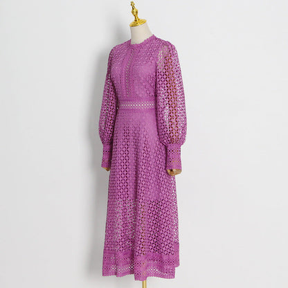 Women's Embroidered Dress Summer Round Neck Lantern Dresses