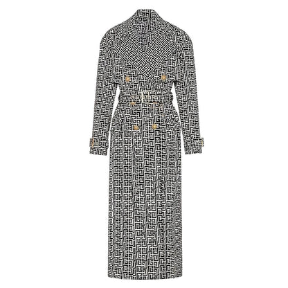 Women's Autumn Jacquard Belt Hepburn Style Temperament Coats