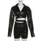 Women's Autumn Fashion Sexy Lapel Leather Tight Suits