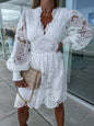Sexy Hollow Water-soluble Lace Temperament Commute Dresses