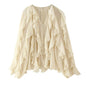 Women's Graceful Fashionable Laminated Decoration Long Sleeve Blouses